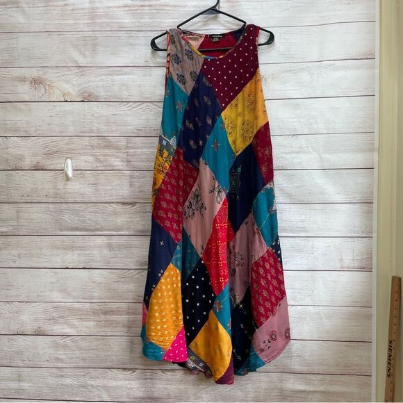 ANA & ROSE PATCHWORK MIDI DRESS…ACTUAL PATCHWORK - Picture 1 of 9